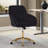 Home Bedroom Ty Ergonomic Office Chair - Black Velvet, Soft Cushion, Stable Golden Base, Adjustable Seating Comfortable Swivel Chair, , Base-1411534650