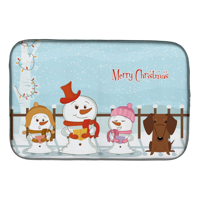 Tapis de séchage merry christmas caroleers teckel, Rouge / Brun