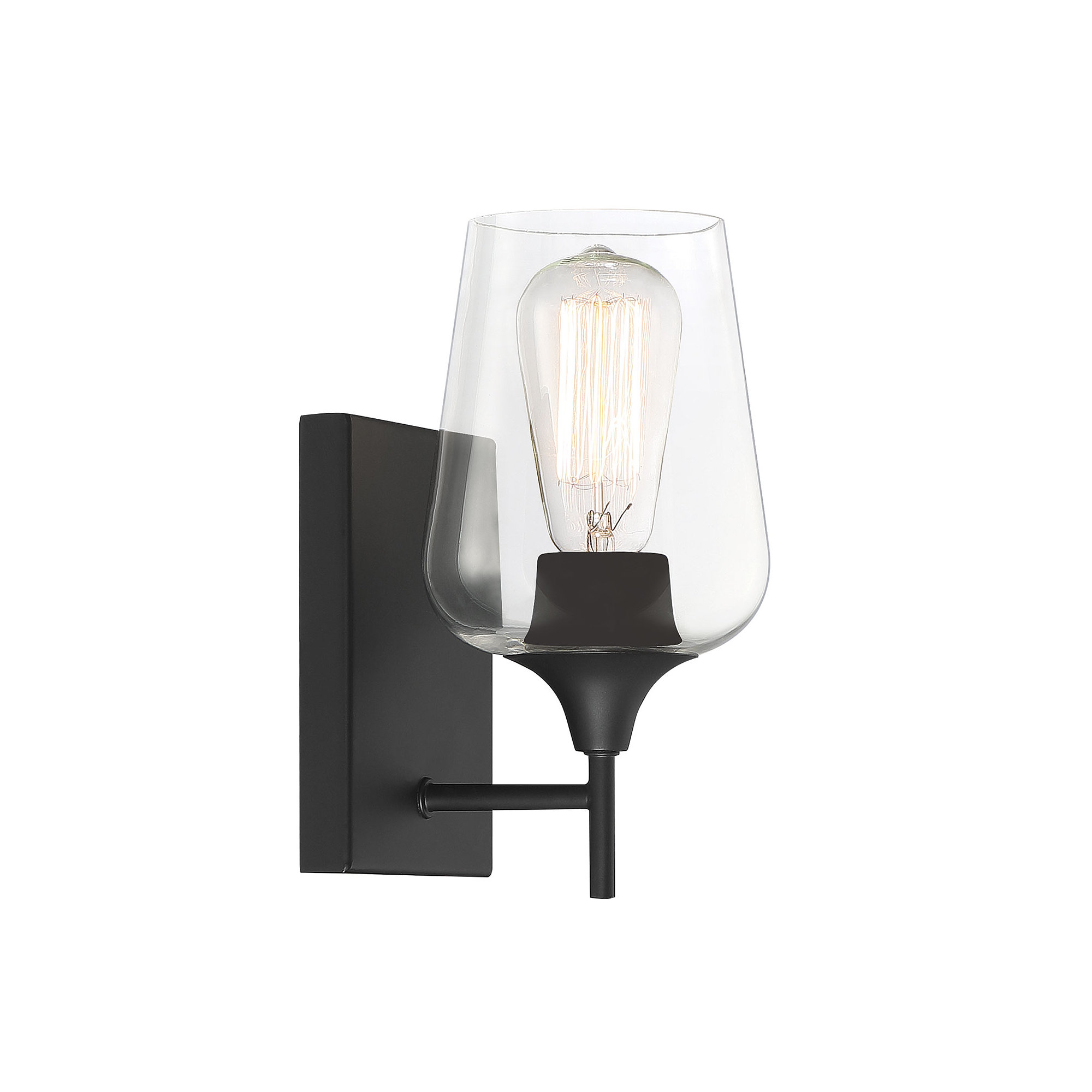 Breena Single Light Dimmable Armed Sconce, White, Matte Black