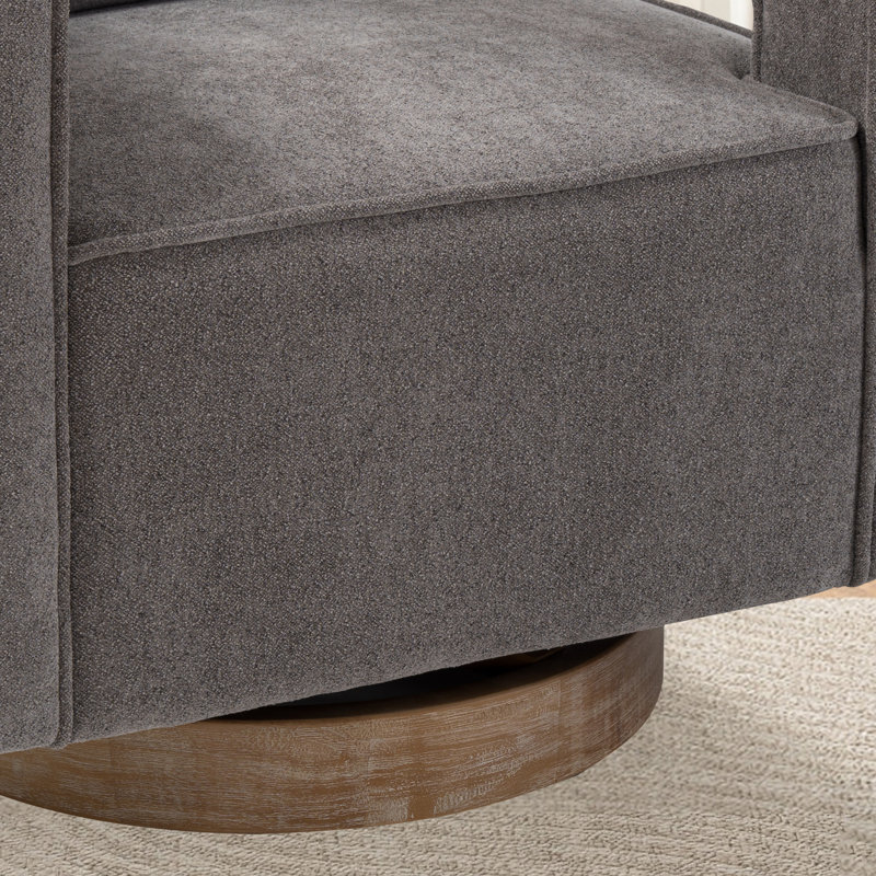 Fauteuil demi-tonneau moderne pivotant avec dossier ouvert, Mélange de lin gris anthracite