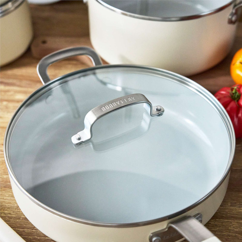 Bobby Flay by GreenPan Professional Grade Ceramic Nonstick 13-Piece Cookware Set, White