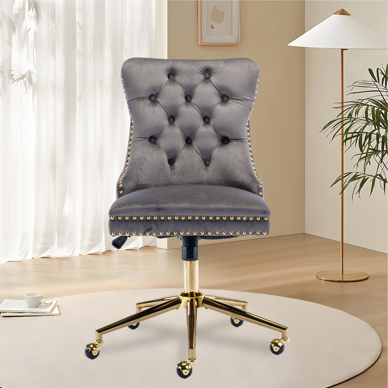 Greydis Velvet Task Chair, Gray