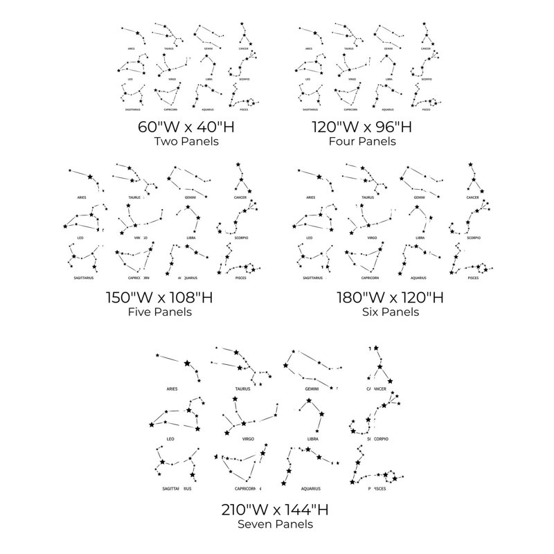 Murale pelez et collez de qualité supérieure - Guide de constellation, L 96 po x l 120 po