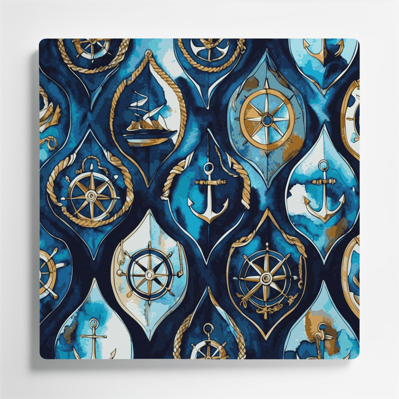 Nautical Shield designs Grey Metal Wall Art, 12" H x 12" W