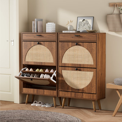 Rattan Shoe Storage with Drawer