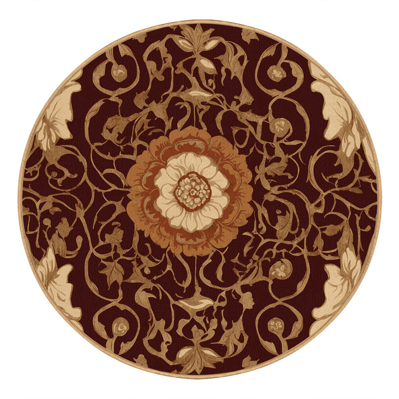 Opulent Scroll Rug, Round 8'