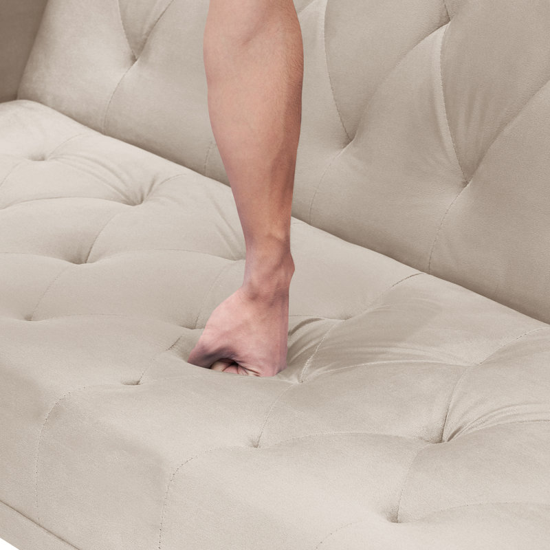 Canapé convertible Cathal, Velours beige