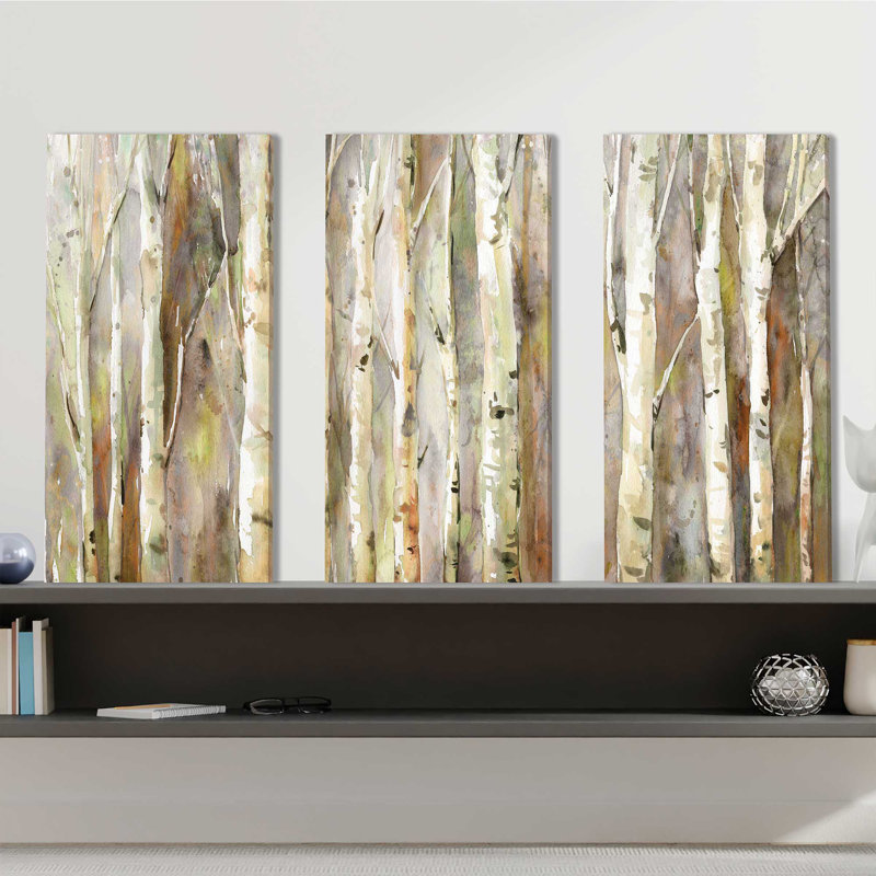 "Birch Path", ensemble de 3 impressions sur toile