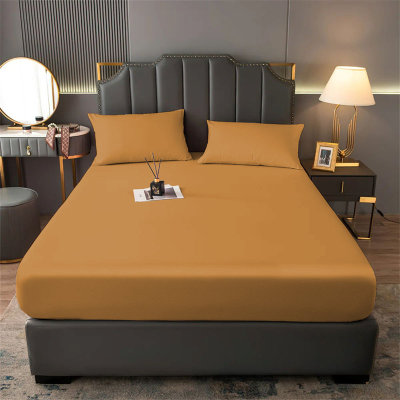 Aspire Homeware Premium 25cm Deep Fitted Sheet for Stylish and Comfortable Bedding, Ochre, Super King (6')