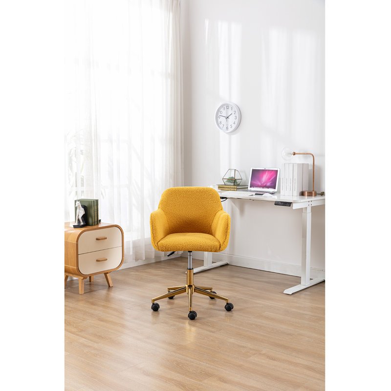 Chaise de bureau Teddy en tissu, pivotante à 360 ° à hauteur réglable, capacité de 250 lb, facile à assembler, idéale pour le bureau à domicile