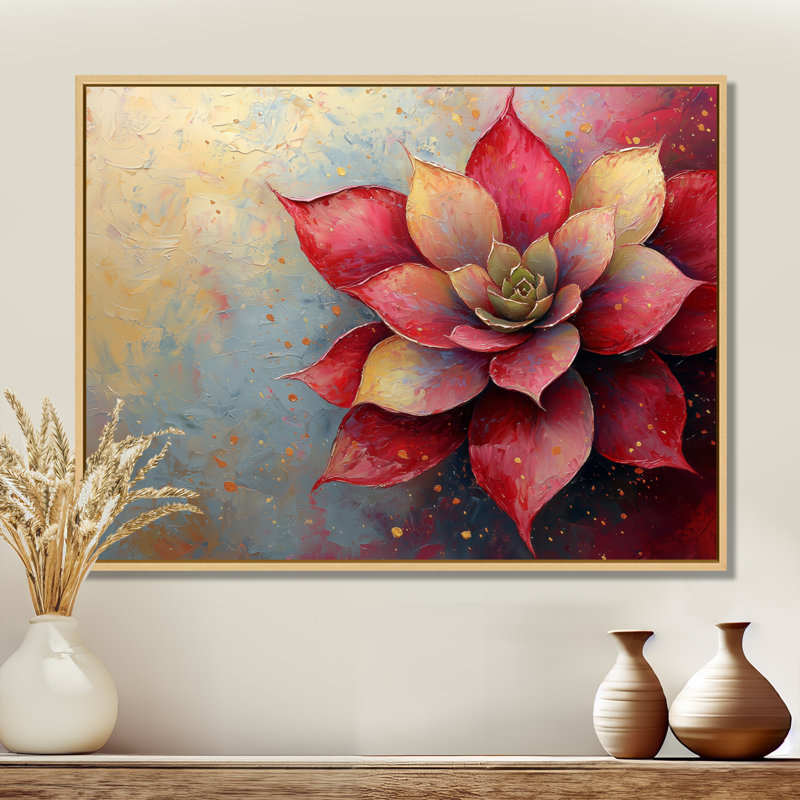 Jacere abstrait vibrant Echeveria Succulent - Succulent Large Art mural, H 30 po x l 40 po, Impression encadrée flottante