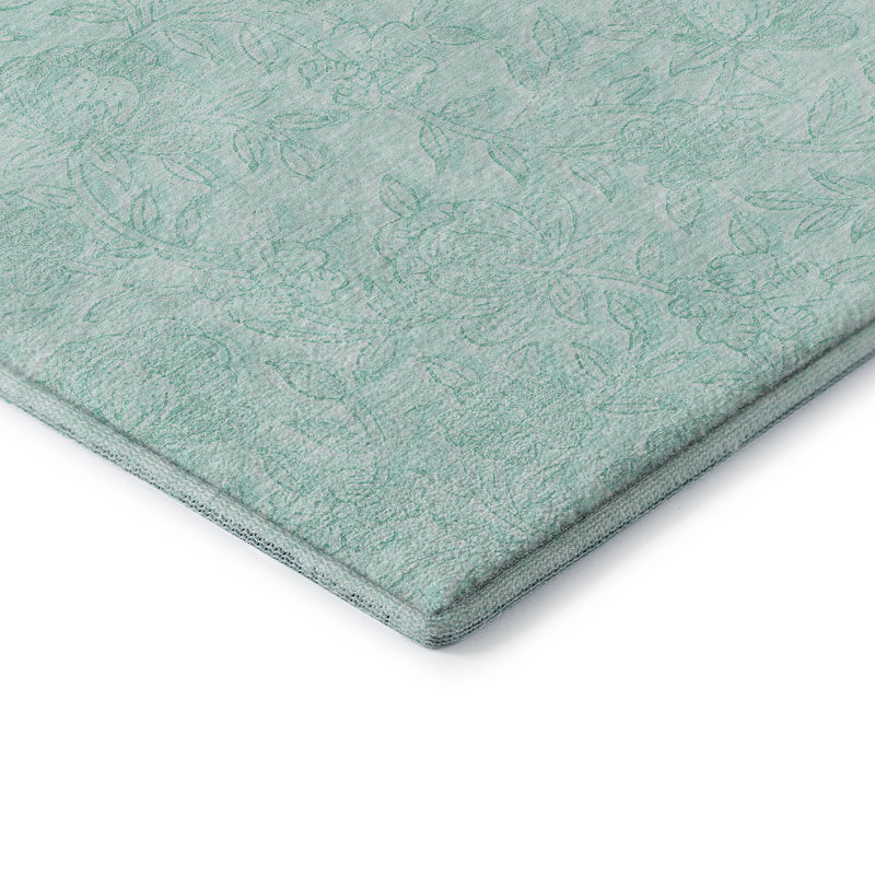 Premium Machine Washable Prisco Teal Rug, Rectangle 8' x 10'