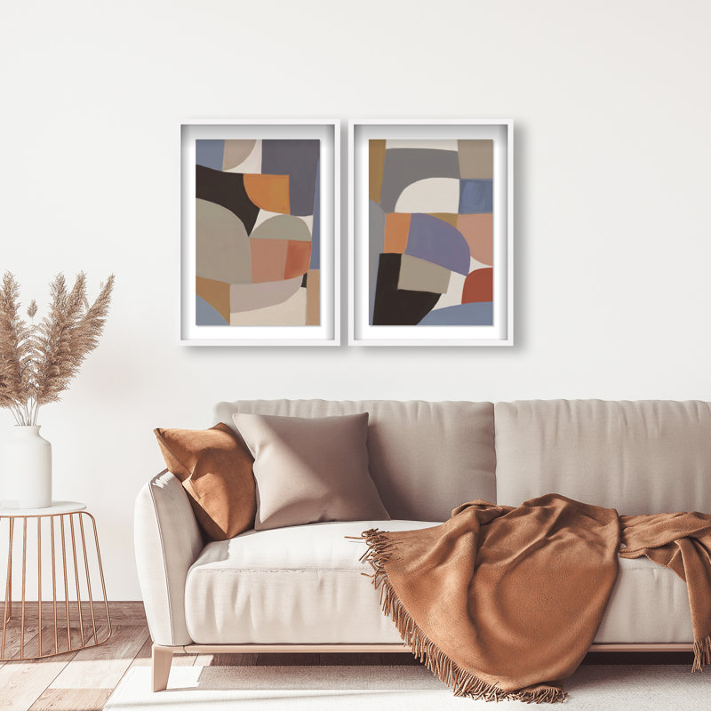 Muted Prelude Set Set by Oliver Gal, 111"H x 75"W, White Shadowbox