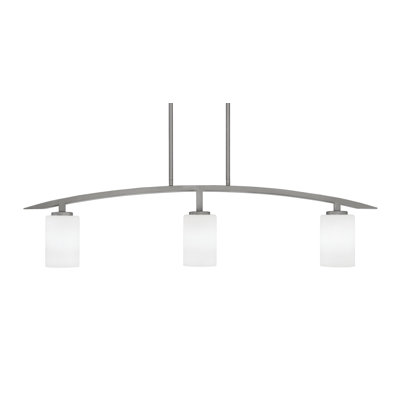 Luminaire pour îlot de cuisine 3 lumières kurve au fini graphite avec verre de 4 po