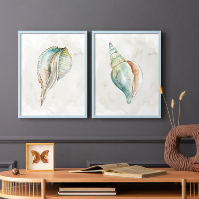 «Pastel Shell I», reproduction encadrée de qualité supérieure - prête à être accrochée - aucun clou requis - aucun clou requis