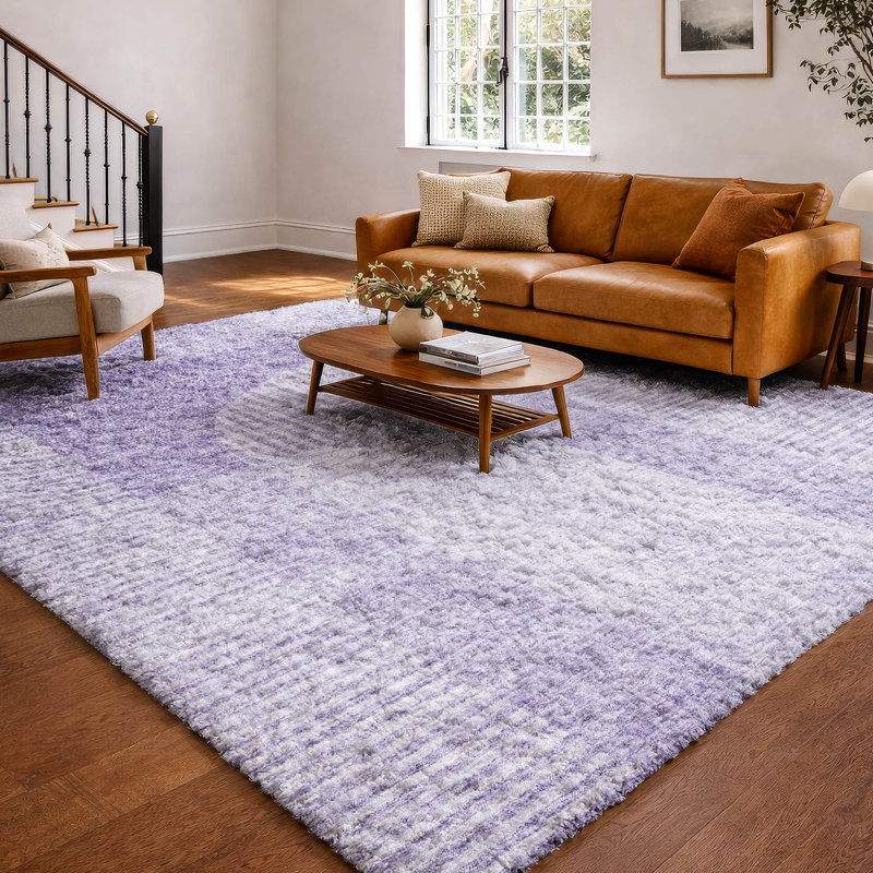Tapis à poil long de qualité supérieure lavable à la machine ADS711, Lavande, 3 pi x 5 pi
