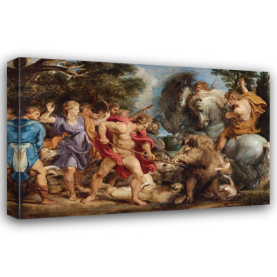 «The Calydonian Boar Hunt» par Peter Paul Rubens - Art mural sur toile tendue avec châssis