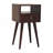 Solid Wood Mini California Walnut Nightstand, 1-Drawer, 1 Open-Slot, Nordic Legs, Dark Brown