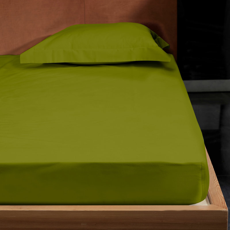 Raffaello Sateen Fitted Sheet, Queen Fitted Sheet, Moss Green