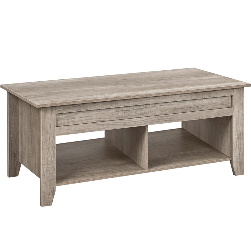 Table basse à plateau relevable Aspa, Gris classique, H 19 po x L 47,5 po x l 23,5 po