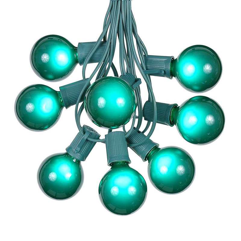 Outdoor 25 - Bulb 25'' Plug-in Globe String Light, Green, Clear