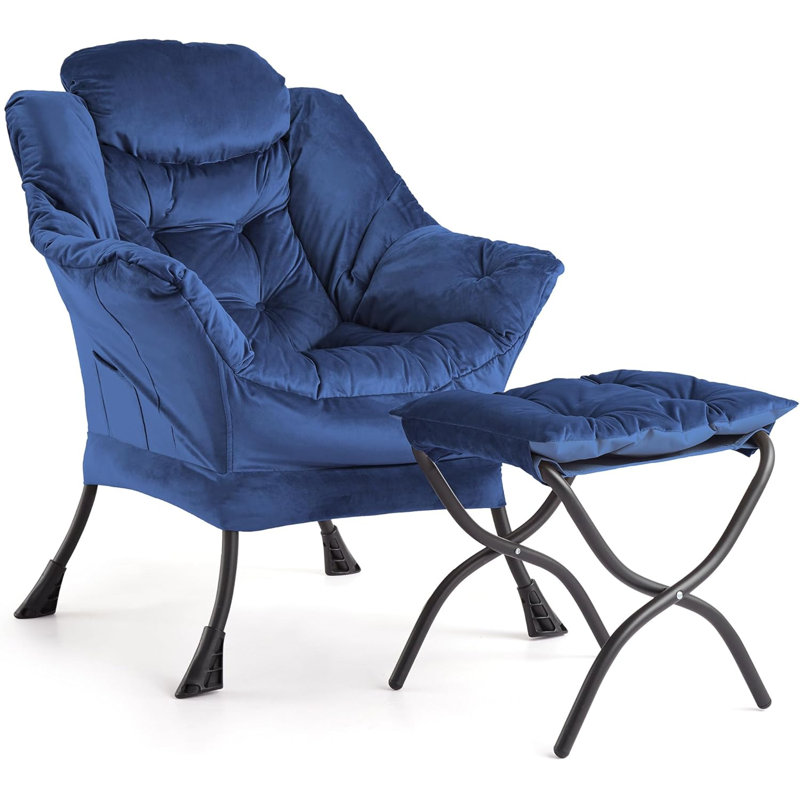 Fauteuil avec repose-pieds Lazy, Marine