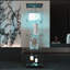 Élégante vitrine au sol avec plusieurs tablettes et porte-237089571-237089572
