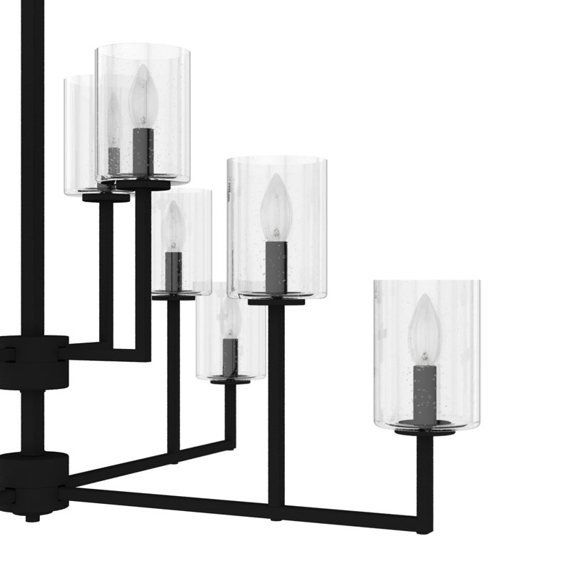 Lustre géométrique à niveaux 12 lumières Kerrison, Fer naturel
