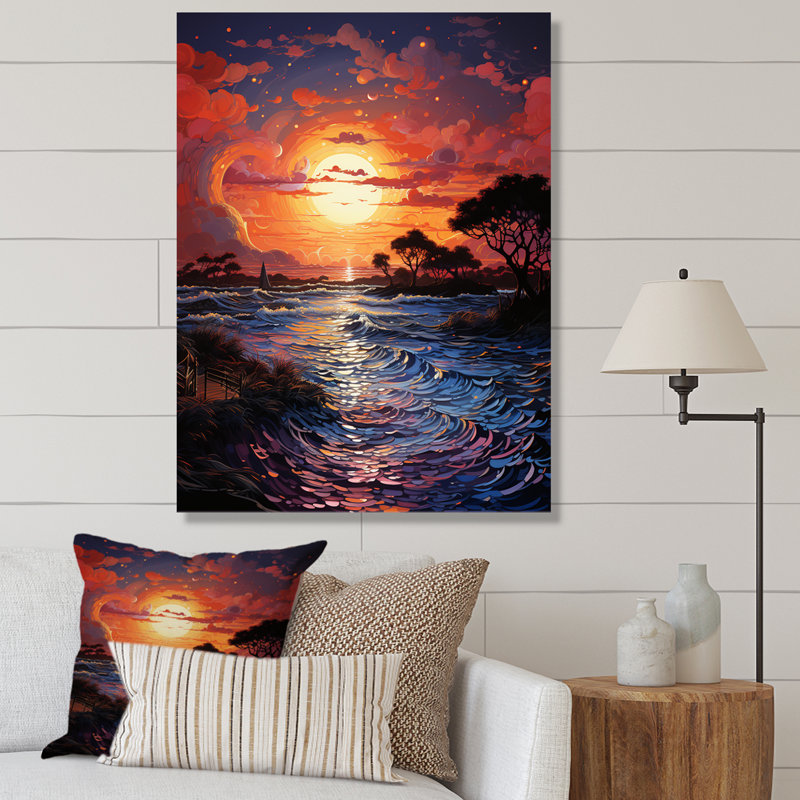 Maegann Sunset Sunset Reverie Pointillism II, H 32 po x l 24 po x P 1 po, Toile tendue