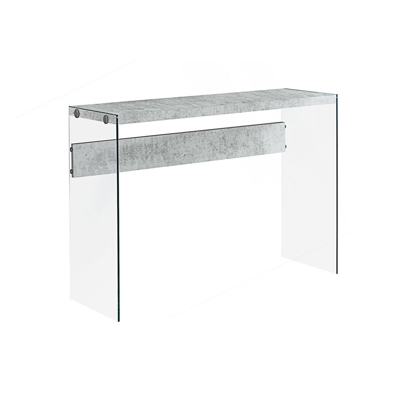 Console moderne avec pieds en verre trempé transparent, Gris