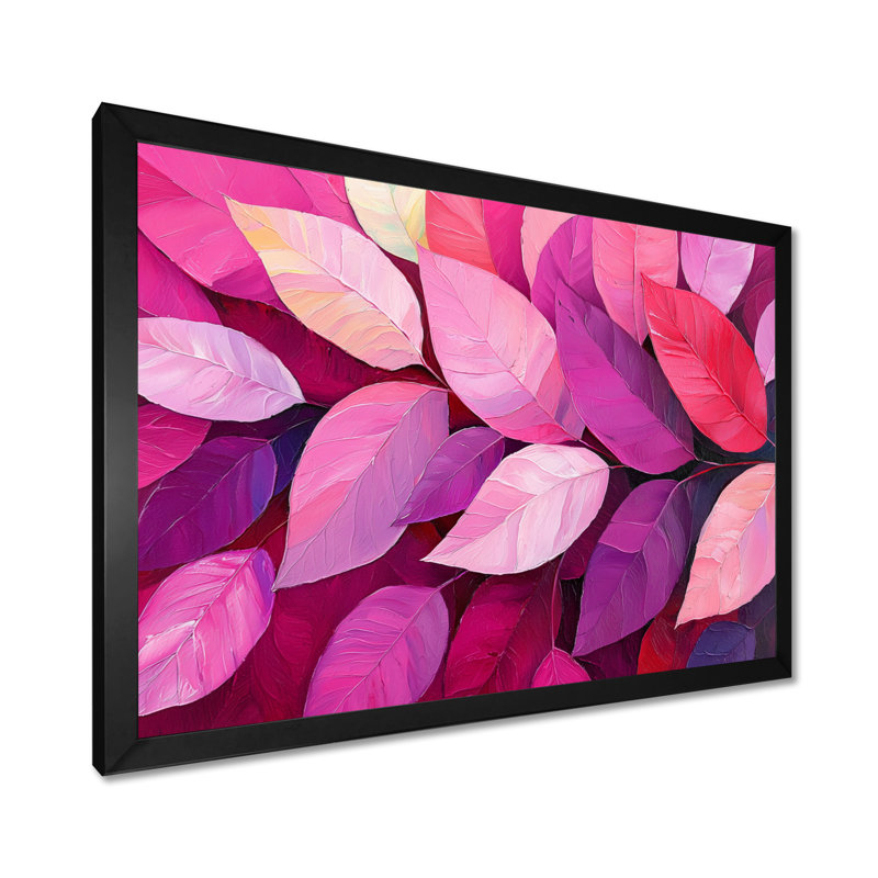 Magenta Leaves Blosoom III - feuilles, art mural, Reproduction encadrée d'une seule photo, H 30 po x l 40 po