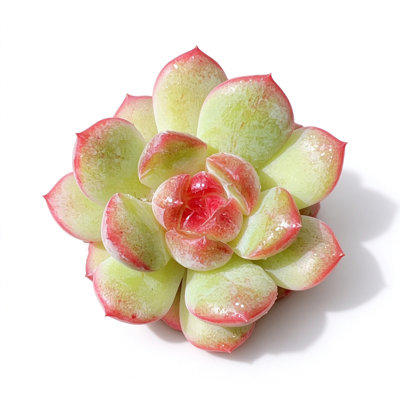 MistFoliage Qin Xin Succulent - Live Potted Echeveria Succulent, Green Rosette with Red Edges, Indoor Plant