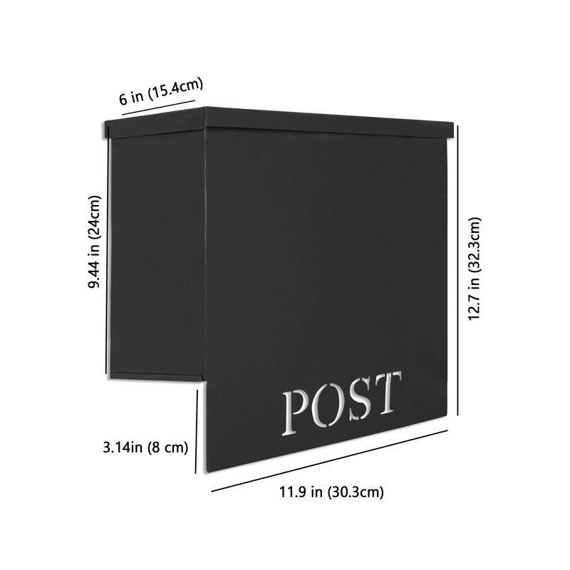 Black Metal Wall Mounted Waterproof Mailbox