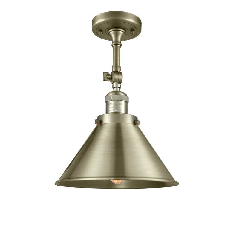 Paylor Semi Flush Mount, 6 Watt Vinage LED Bulb, Antique Brass