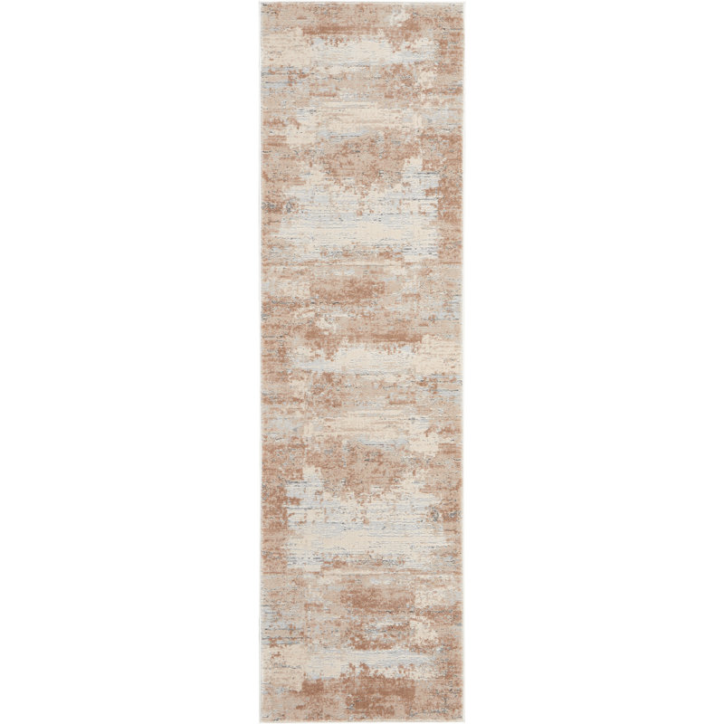Tapis beige Modern, Tapis de couloir 2 pi 2 po x 7 pi 6 po