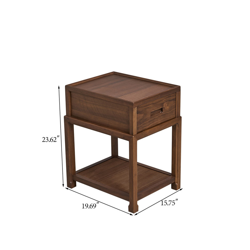 Modern Minimalist Golden Teak Small Square Side Table