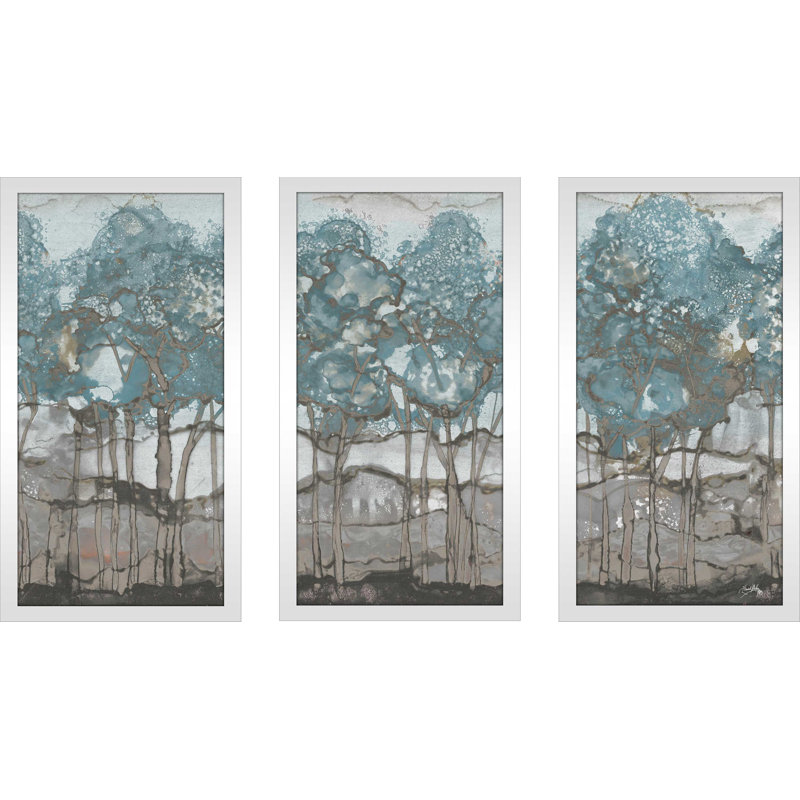 " Muted Watercolor Forest " by Elizabeth Medley 3 - Pieces, 40.5" W x 25.5" H x 1" D