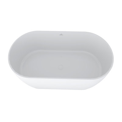 59'' x 30'' Freestanding Soaking Solid Surface Bathtub with Faucet