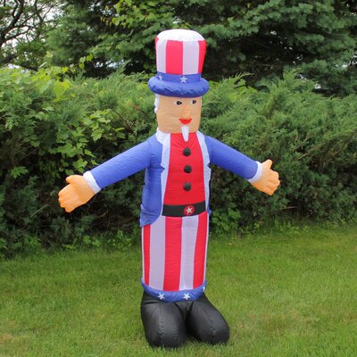 Inflatable White and Red Lighted Standing Uncle Sam Outdoor Decor 70-Inch -  Northlight Seasonal, MHE0017