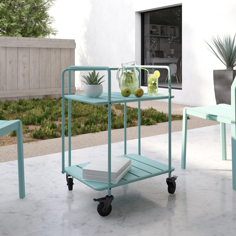 Eloria Metal Bar Cart, Aqua Haze