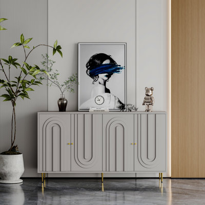 Divith Modern Lacquered Wooden Sideboard Buffet Server Cabinet,Office credenza with 4 Door
