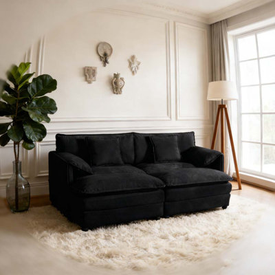 Canapé modulaire à assise profonde avec 2 repose-pieds