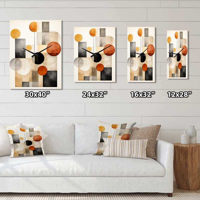 Horloge murale Mid-Century, H 40 po x l 30 po x P 1 po