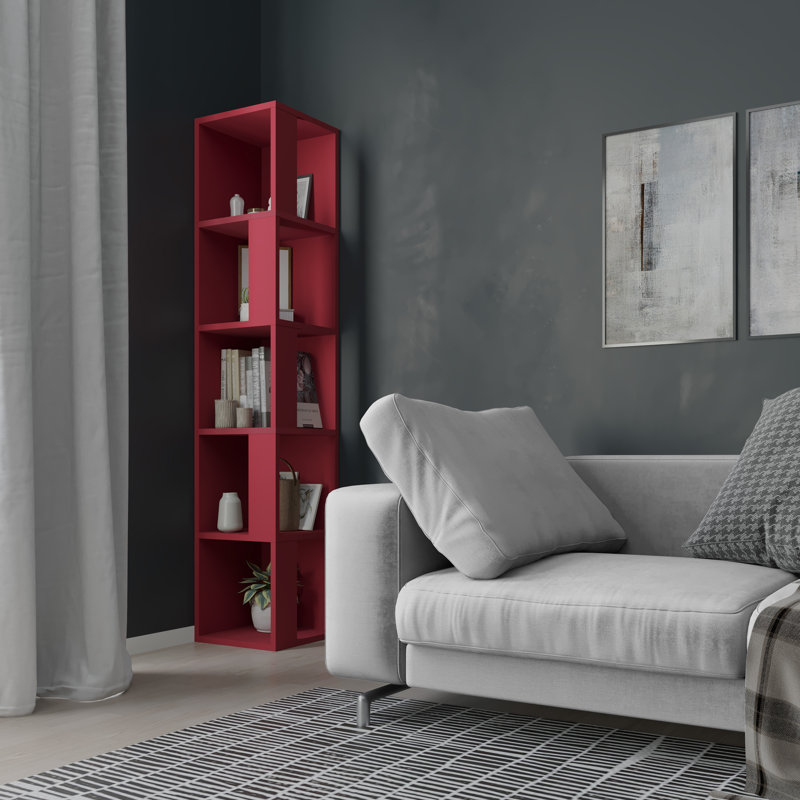 Bensonhurst Corner Bookcase Unique Design & Modern Style, Burgundy