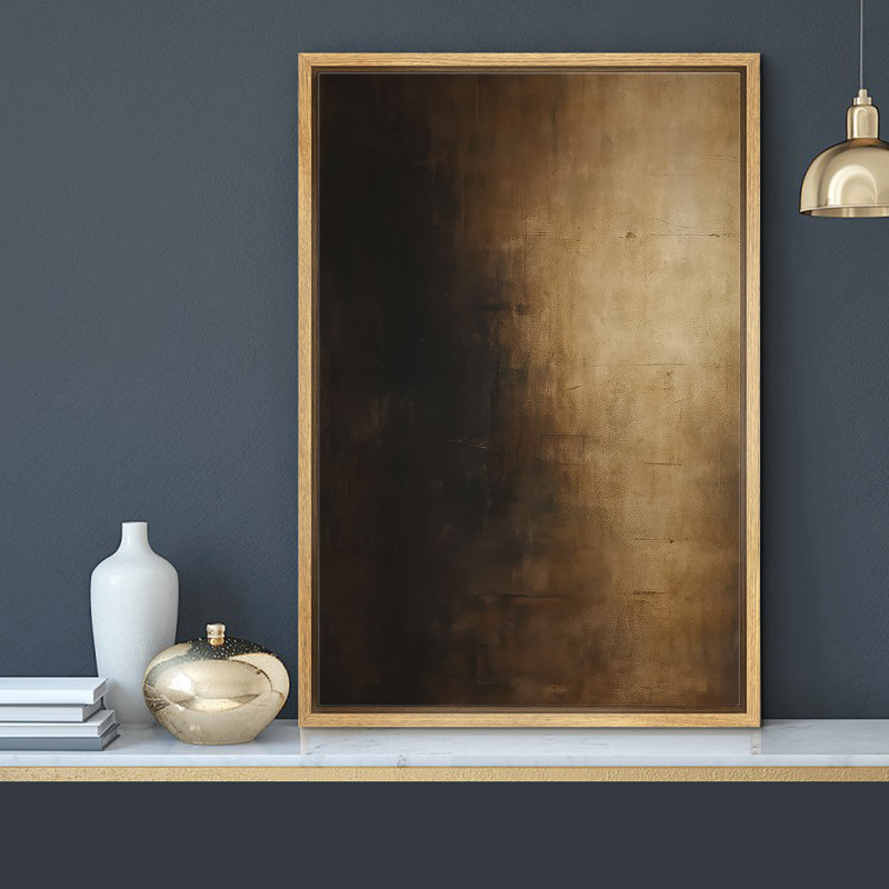 «Black and Gold Abstract Art», reproduction d'art sur toile encadrée, H 36 po x l 24 po x P 1,5 po, Cadre flottant Naturar