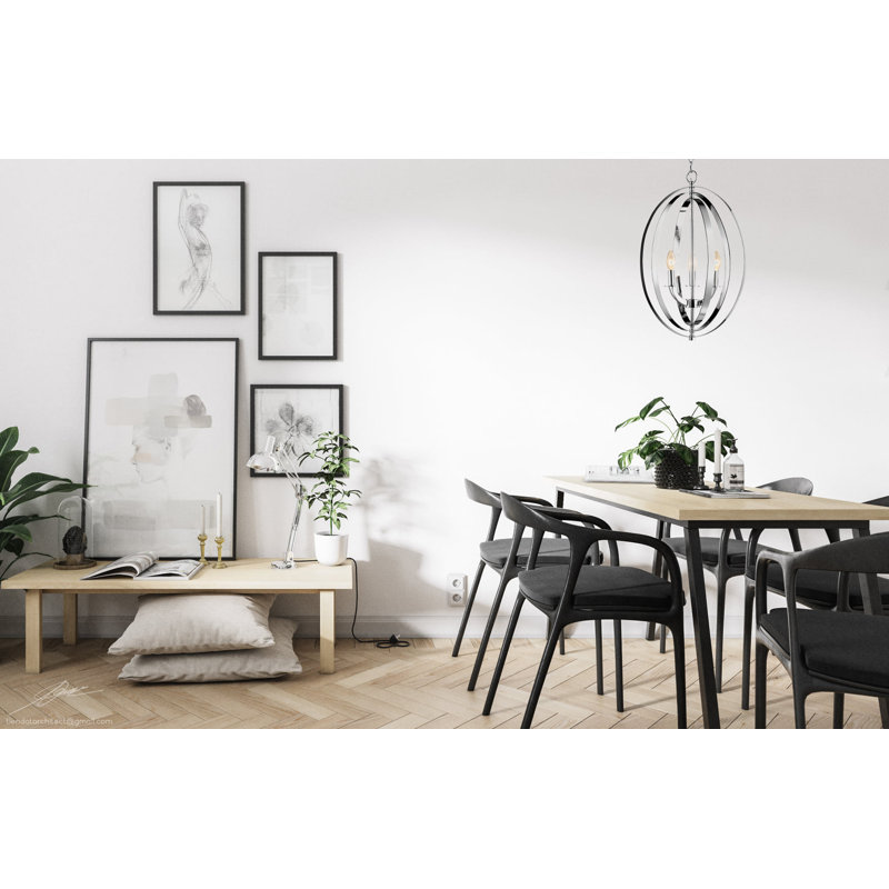 Welden Modern 3 Light Chrome Cage Chandelier