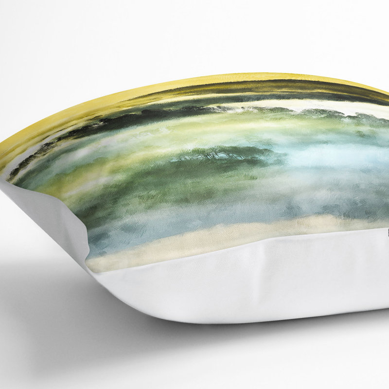 Mist over Da Lat in Vietnam Painting Cushion with Filling, 40cm H x 40cm W x 15cm D, White