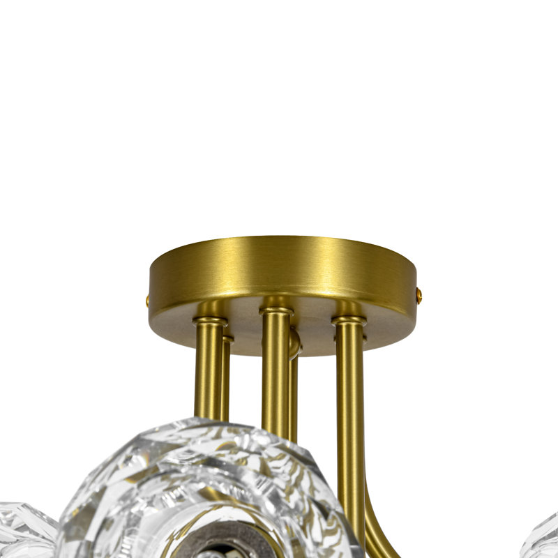 Plafonnier semi-encastré en cristal à 6 lumières Spoutnik