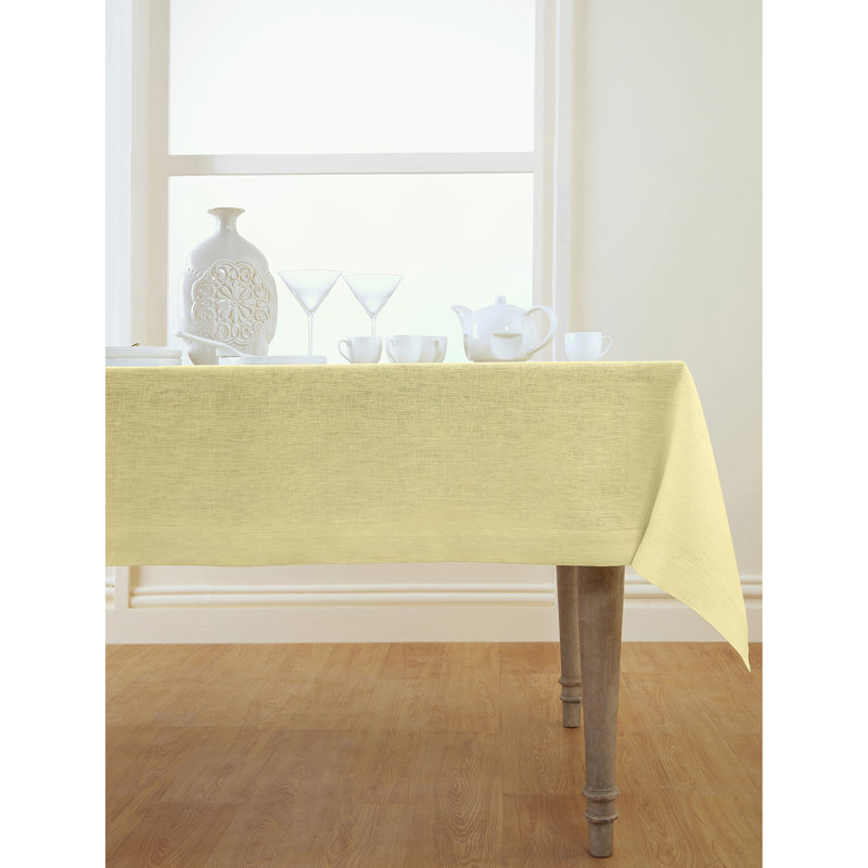 100% Pure Linen Tablecloth - Athena, 108" x 60", Chambray Yellow