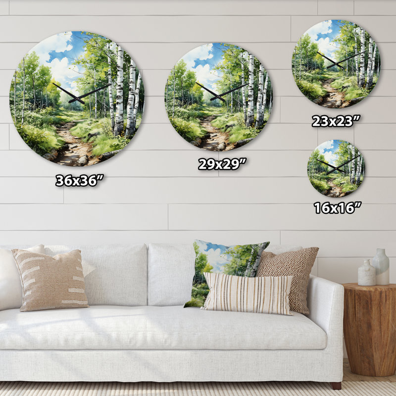 Birch Woods Whispering Winds XI Metal Wall Clock, Extra Large